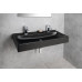 Keramické umývadlo TORIDI 101x46,5cm, 2 otvory pre batériu, čierna matná