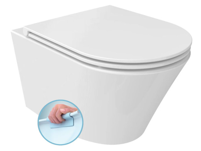 PACO SHORT závesná toaletná misa, bez okraja, 36x47,5 cm, biela