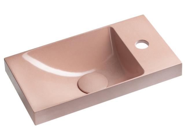 Betónové umývadlo AGOS 40 x 22 cm, ľavé/pravé, ružové pololesklé Betónové umývadlo AGOS 40 x 22 cm, ľavé/pravé, ružové pololesklé