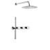 Sprchová súprava na montáž pod obklad s termostatickou batériou a držiakom ručnej sprchy, 2 vývody, okrúhla, chróm