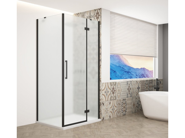 TRINITY BLACK štvorcový sprchový kút 800x800 mm, matné sklo, pravý