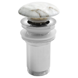 Umyvadlová výpust 5/4“, click-clack, keramická zátka, 10-50mm, bianco carrara