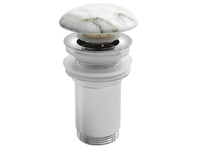 Umyvadlová výpust 5/4“, click-clack, keramická zátka, 10-50mm, bianco carrara