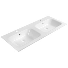 Dvojité umývadlo ARECA, liaty mramor, 121 x 51,5 cm, biele Dvojité umývadlo ARECA, liaty mramor, 121 x 51,5 cm, biele