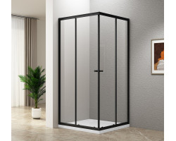 AGGA BLACK štvorcová sprchová zástena 800x800 mm, číre sklo