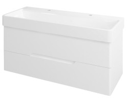 Medien umývadlová skrinka 117x50,5x48,5cm, biela mat / biela mat