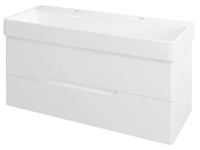 Medien umývadlová skrinka 117x50,5x48,5cm, biela mat / biela mat