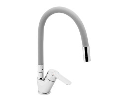 Drezová batéria so šedým flexi ramenom Metalia 54, chróm