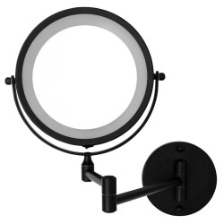 MARY kozmetické zrkadlo na zavesenie, LED, Ø 130 mm, čierne