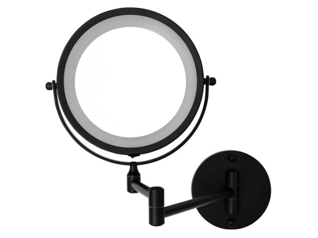 MARY kozmetické zrkadlo na zavesenie, LED, Ø 130 mm, čierne