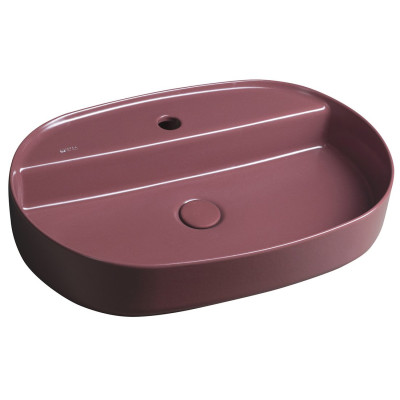 INFINITY OVAL keramické umývadlo na dosku, 60x40 cm, maroon red