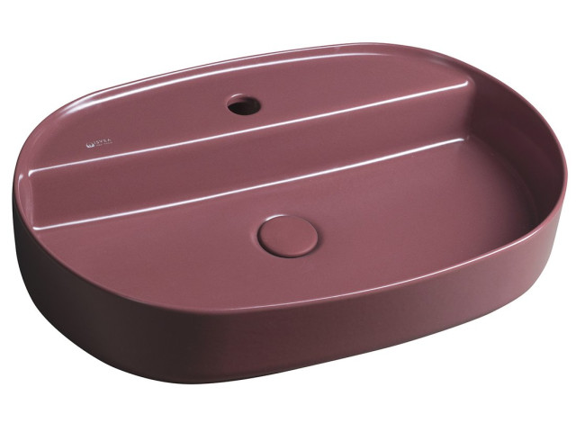 INFINITY OVAL keramické umývadlo na dosku, 60x40 cm, maroon red