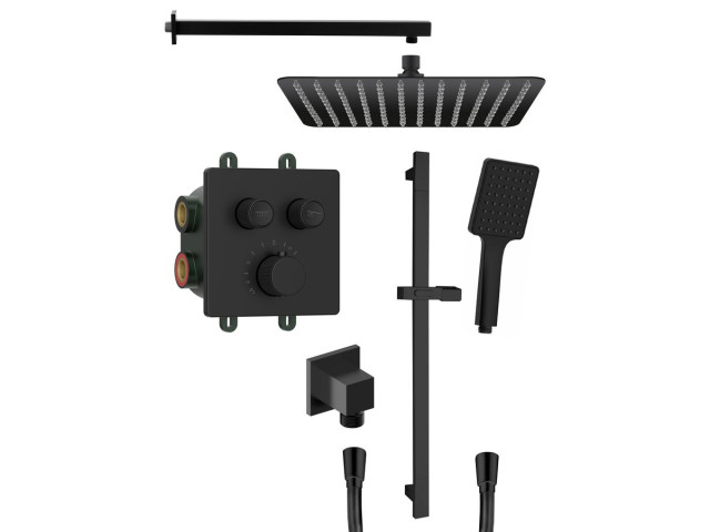 SMART SELECT sprchový set s termostatickou batériou, 2 výstupy, posuvný držiak sprchy, čierny matný