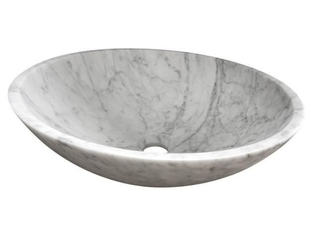 BLOK kamenné umývadlo 42x14 cm, biela carrara mat