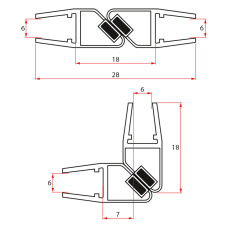 Set magnetických těsnění 45°pro sklo 6/6mm, 1900mm (2ks)