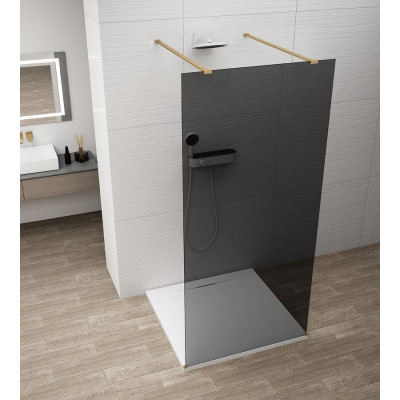 ESCA GOLD MATT jednodielna sprchová zástena do priestoru, dymové sklo, 1300 mm