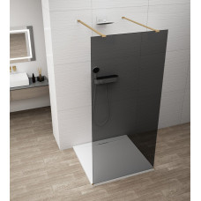 ESCA GOLD MATT jednodielna sprchová zástena do priestoru, dymové sklo, 1400 mm
