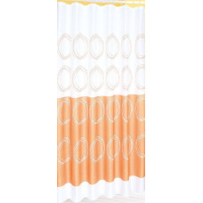 Sprchový záves 180x180cm, polyester, biely/oranžový