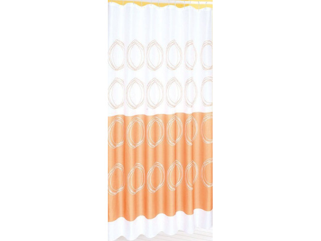 Sprchový záves 180x180cm, polyester, biely/oranžový