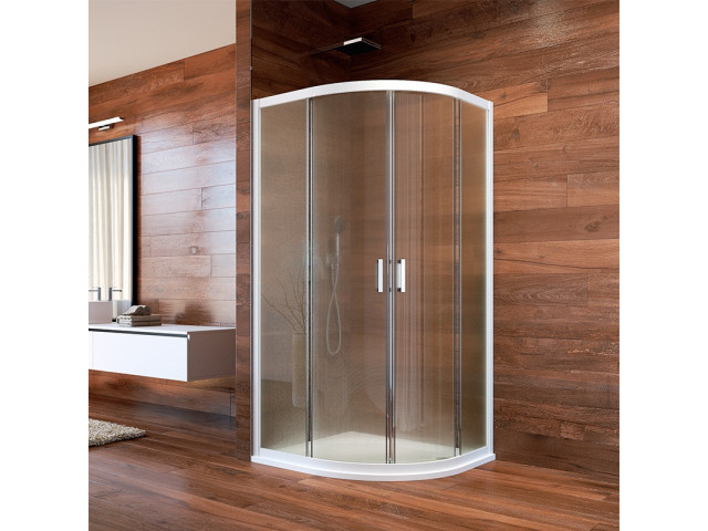 Sprchovací kút, LIMA, štvrťkruh, 90 cm, biely ALU, sklo Point