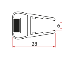 Magnetické tesnenie ploché, sklo 6mm, 2000mm