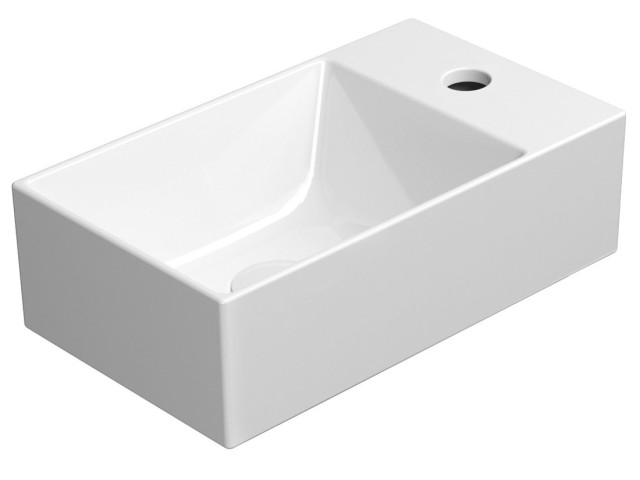 KUBE X keramické umývadlo 40x23 cm, pravé/ľavé, biela ExtraGlaze