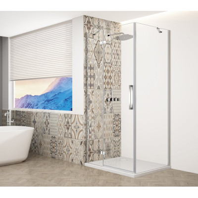 Štvorcový sprchový kút TRINITY CHROME 900x900 mm, číre sklo, ľavý