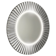 Okrúhle zrkadlo PRIDE s LED osvetlením v ráme ø 90 cm, strieborné