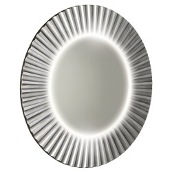 Okrúhle zrkadlo PRIDE s LED osvetlením v ráme ø 90 cm, strieborné