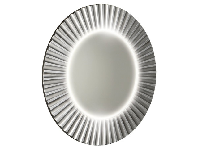 Okrúhle zrkadlo PRIDE s LED osvetlením v ráme ø 90 cm, strieborné