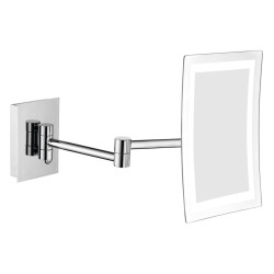 Kozmetické zrkadlo s LED svetlom, štvorcové, chróm