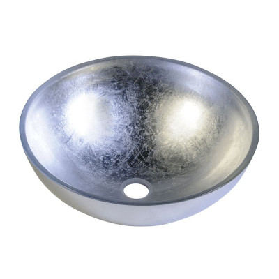 MURANO ARGENTO sklenené umývadlo okrúhle 40x14 cm, strieborná