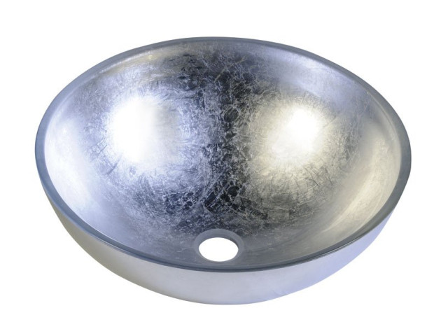 MURANO ARGENTO sklenené umývadlo okrúhle 40x14 cm, strieborná