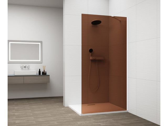 ESCA WHITE MATT jednodielna sprchová zástena na inštaláciu k stene, sklo Marron, 1500 mm