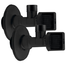 Rohový guľový kohút 1/2 „x3/8“, bez matice, pár, čierny matný