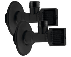Rohový guľový kohút 1/2 „x3/8“, bez matice, pár, čierny matný