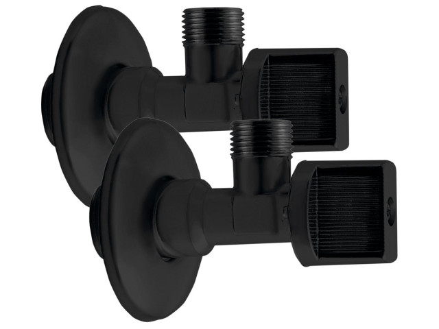 Rohový guľový kohút 1/2 „x3/8“, bez matice, pár, čierny matný
