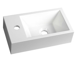 AMAROK umývadlo 40x11x22cm, liaty mramor, biela, batéria vľavo