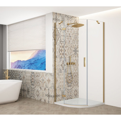 TRINITY GOLD MATT štvrťkruhový sprchový kút 900x900 mm, číre sklo, ľavý