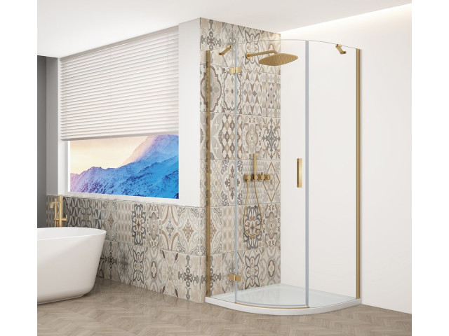TRINITY GOLD MATT štvrťkruhový sprchový kút 900x900 mm, číre sklo, ľavý