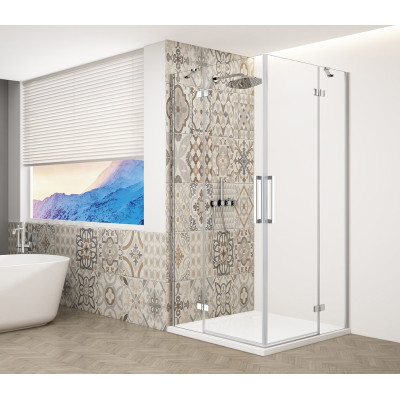 Štvorcový sprchový kút TRINITY CHROME 1100x1100mm, rohový vstup, číre sklo
