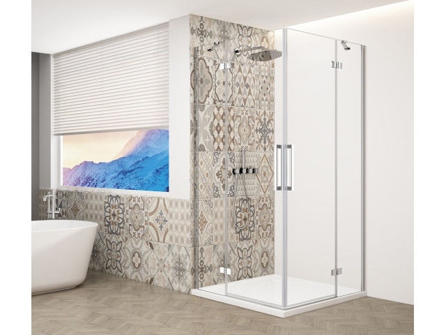 Štvorcový sprchový kút TRINITY CHROME 1100x1100mm, rohový vstup, číre sklo