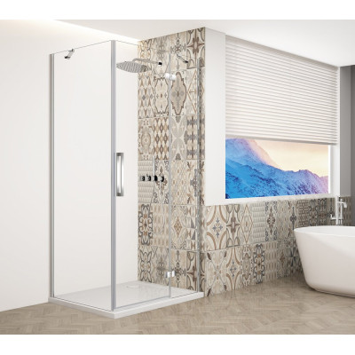 TRINITY CHROME štvorcový sprchový kút 900x900 mm, číre sklo, pravý
