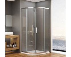 BORG štvrťkruhová sprchová zástena 900x900x1950 mm, R550, číre sklo