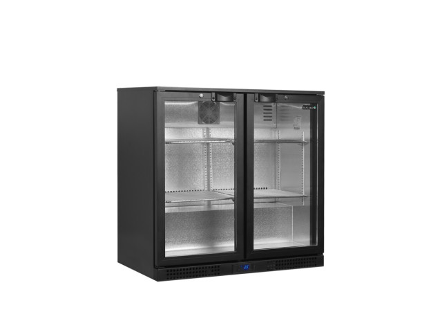 Sklenené výklopné dvere minibaru, čierne TEFCOLD BA26H