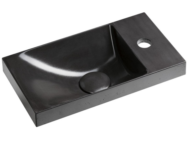 Betónové umývadlo AGOS 40 x 22 cm, ľavé/pravé, antracitová pololesklá povrchová úprava Betónové umývadlo AGOS 40 x 22 cm, ľavé/pravé, antracitová pololesklá povrchová úprava