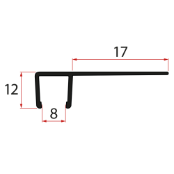 Set svislých těsnění pro sklo 8/8mm, 2000mm, černá (2ks)