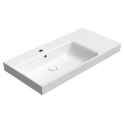 Keramická umývadlová doska NUBES 100x50cm, s policou na pravej strane, biela ExtraGlaze