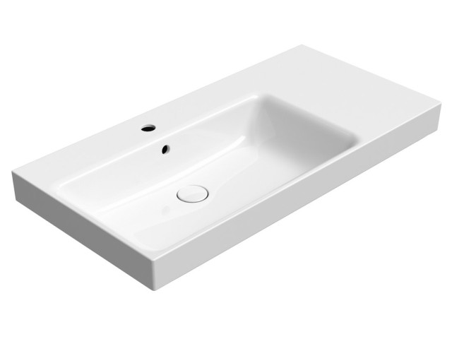 Keramická umývadlová doska NUBES 100x50cm, s policou na pravej strane, biela ExtraGlaze