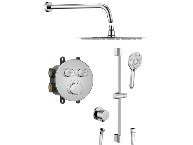 SMART SELECT sprchový set s termostatickou batériou, 2 výstupy, posuvný držiak sprchy, chróm